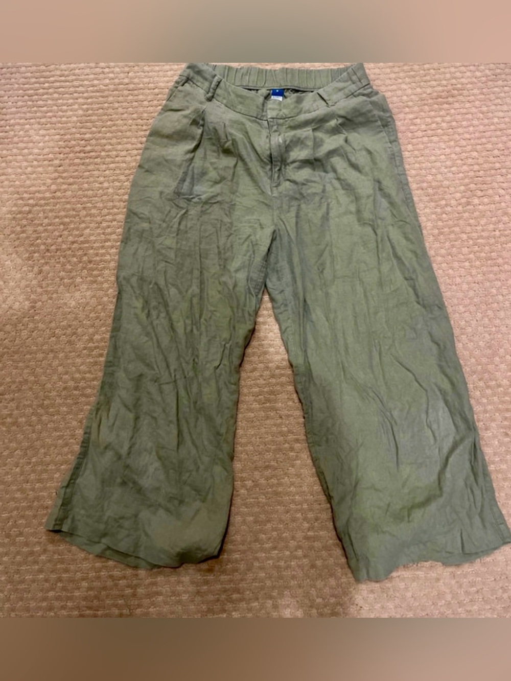 Old Navy Women's Olive Green Wide-Leg Linen-Blend Pants